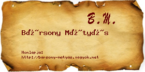 Bársony Mátyás névjegykártya